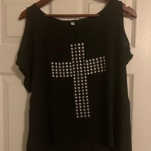 Black studded Cross Top